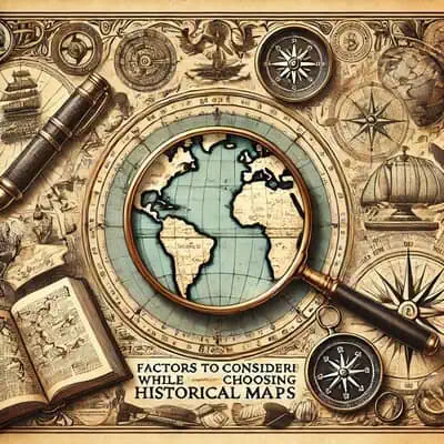 How to Choose the Perfect Historical Map for Your Collection- A Complete Guide 4 Old map with navigational tools and globe for map collection.